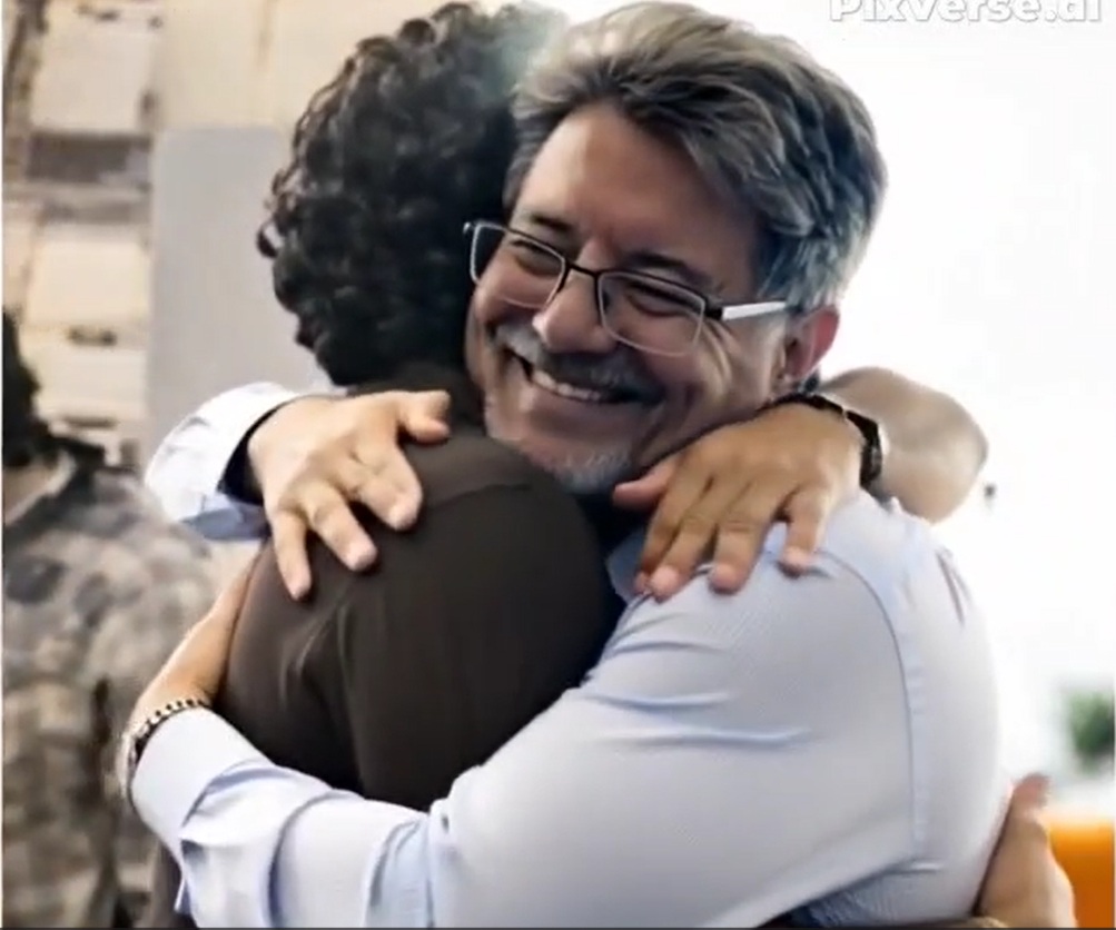 O abraço entre os irmãos Marcelo e Fernando Santa Cruz foi criado por inteligência artificial
