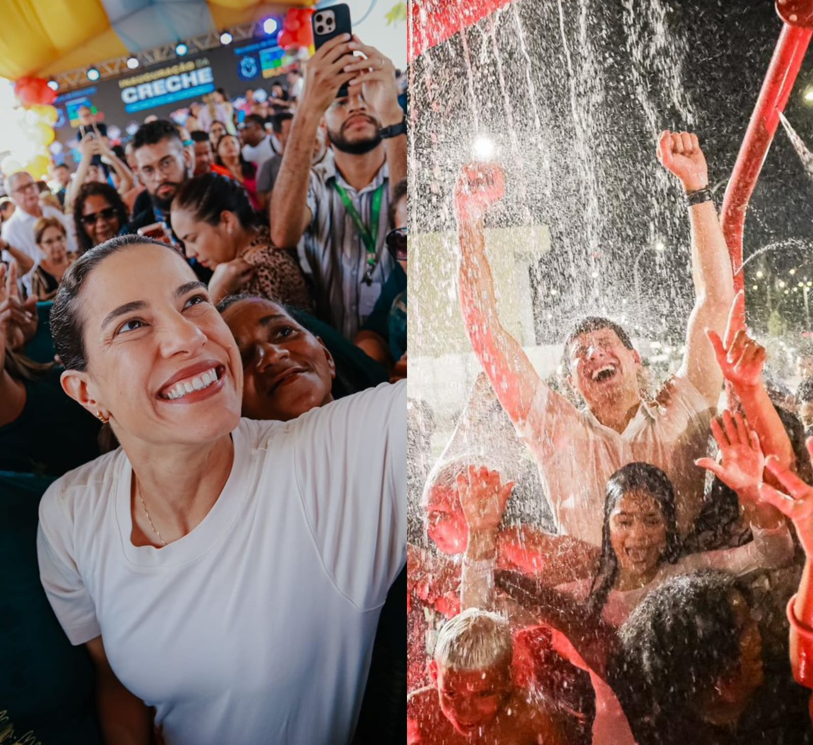 A governadora Raquel Lyra entrgou a primeira creche prometida em Igarassu, enquanto João Campos inaugurou parque que leva o nome do seu pai Fotos Divulgação