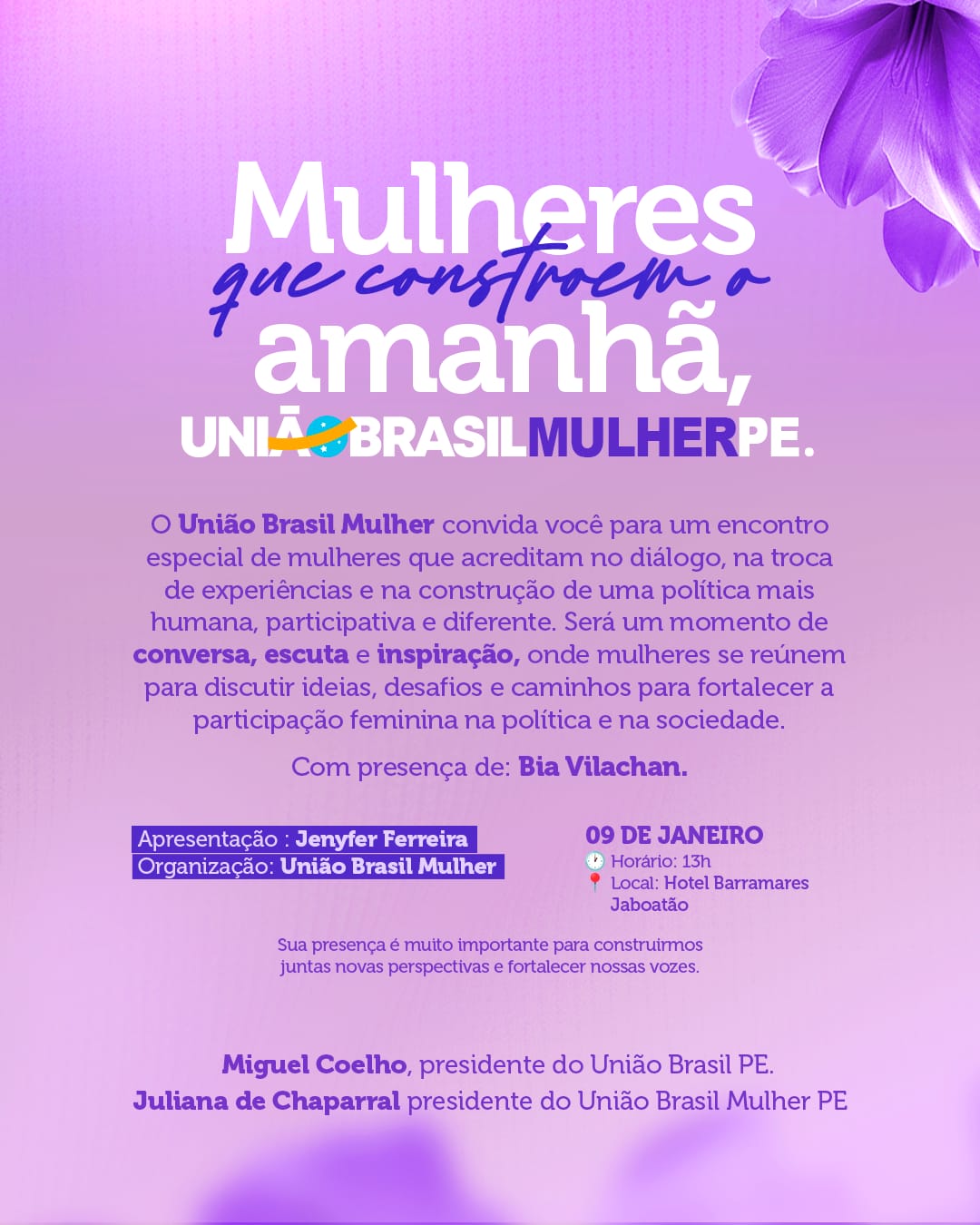 União Brasil Mulher Pernambuco promove encontro em Jaboatão para debater protagonismo feminino e ampliar a participação das mulheres na política